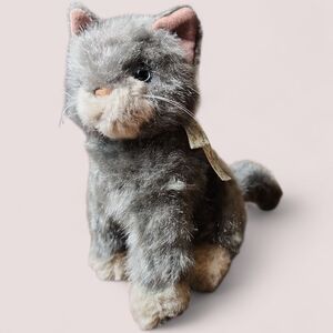 MARY MEYER | Vintage 1996 Collectible Gray Plush Sitting Cat Stuffed Animal